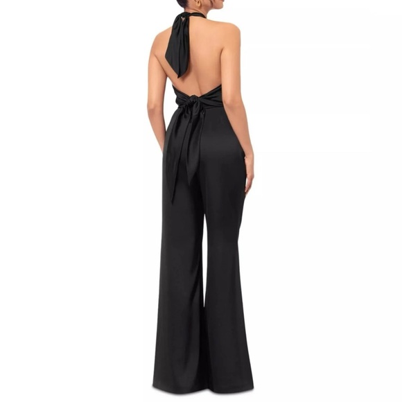Halter Wide Leg Satin Jumpsuit - Picture 2 of 5